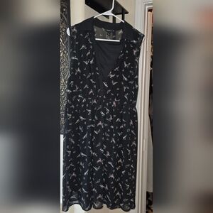 Torrid Black Dress with Bird Pattern